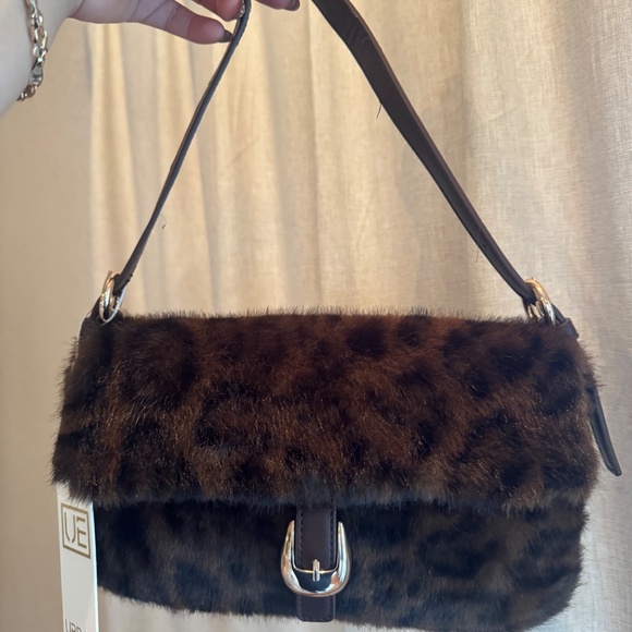 Leopard furry shoulder bag - Picture 2 of 4